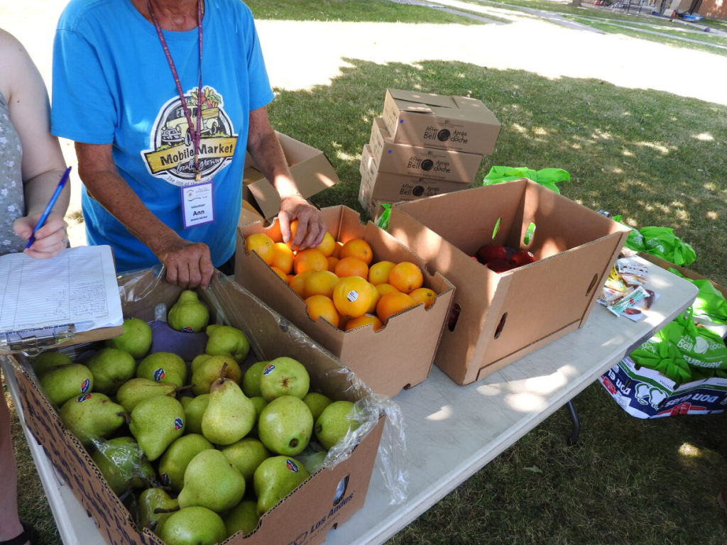 Fruit at a mobile food bank run by the Inn of the Good Shepherd